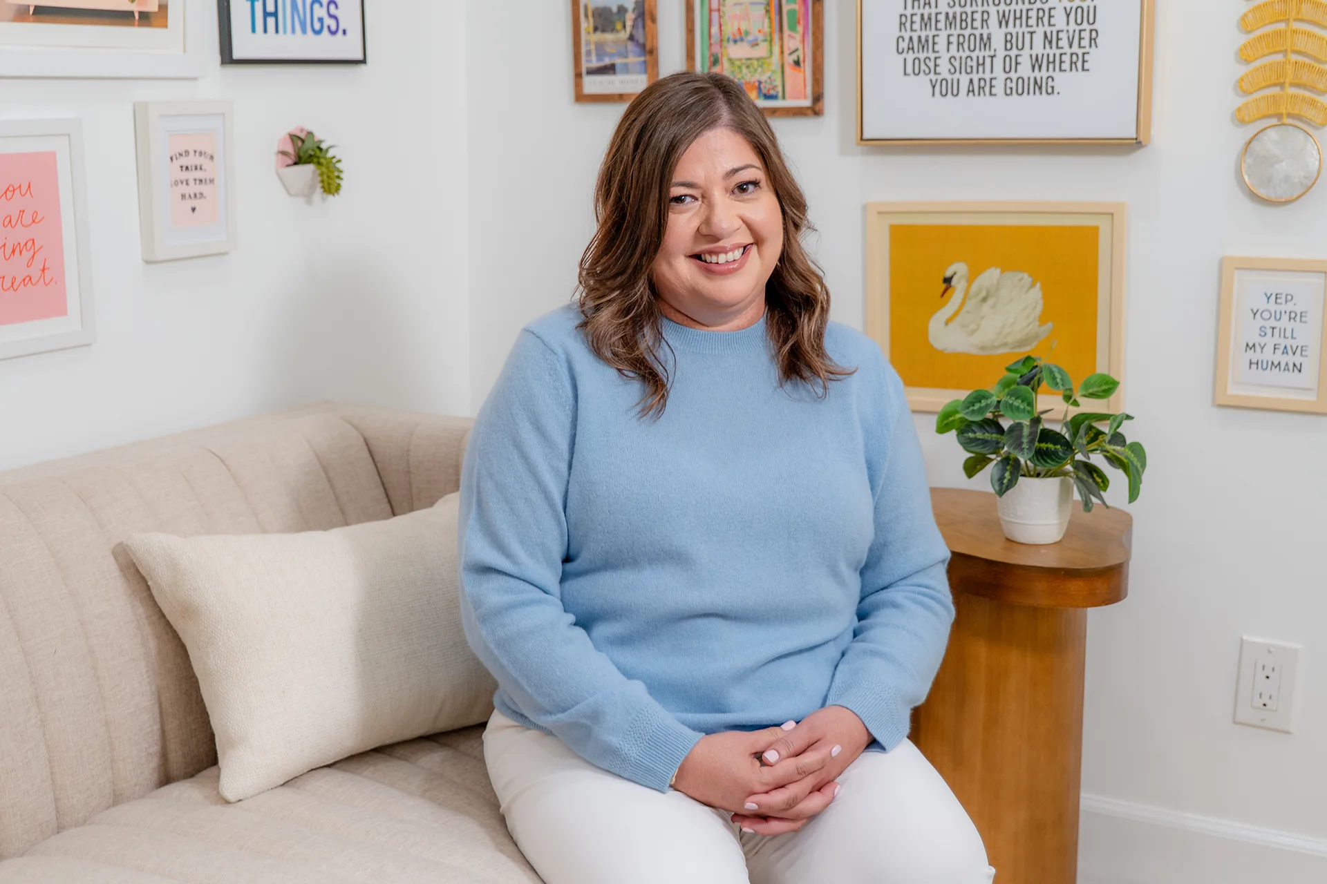 Executive coach and fractional CEO Malka Borrego sitting in an office space, representing MB Consulting Co.